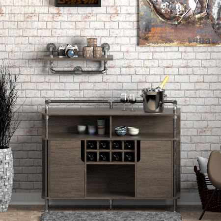 Industrial Pipe Wine Cabinet Combined With Sideboard - Industrial Pipe Wine Cabinet Combined With Sideboard
